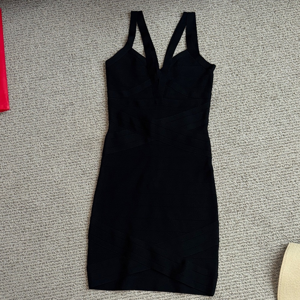 Elegant Black Bandange Women's bebe Dress XS